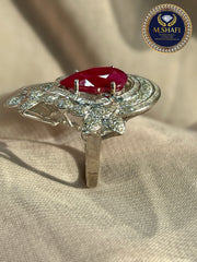 Masterpiece Luxury Ruby Diamond Silver Ring – Modern Design Fit for a Queen