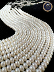 High Quality Freshwater Pearl Lines – 5mm Button Shape Pearls, Natural Shine