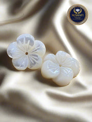 White Mother of Pearl Flower Shape – One Side Carved for Gold & Silver Jewelry Making