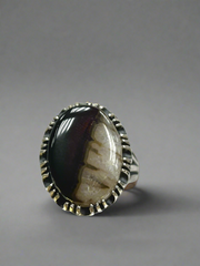 “Rare Aqeeq Stone Silver Ring – Handmade Artisan Jewelry for Men