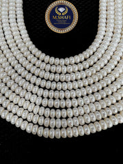 High Quality Freshwater Pearl Lines – 5mm Button Shape Pearls, Natural Shine