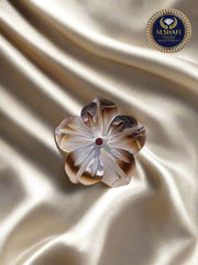 Black and White Mother of Pearl Flower – One Side Carved for Gold & Silver Jewelry