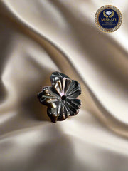 Natural Black Mother of Pearl Flower – One Side Carved for Gold & Silver Jewelry Making