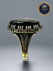 “Rare Aqeeq Stone Silver Ring – Handmade Artisan Jewelry for Men