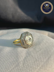 Diamond Polki Silver Ring – Classic Octagonal Design, Indian Traditional Jewelry”