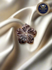 Natural Black Mother of Pearl Flower – One Side Carved for Gold & Silver Jewelry Making