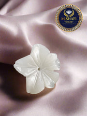 White Mother Of Pearl Star Shape Flower - One Side Carved - For Gold & Silver Jewelry Making