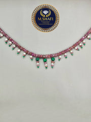 “Natural Ruby and Pearl Necklace – Handmade Elegant Jewelry for Women”