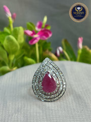 Luxury Ruby Diamond Ring – Pear Shape Modern Design Jewelry for Women