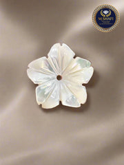 White Mother Of Pearl Star Shape Flower - One Side Carved - For Gold & Silver Jewelry Making