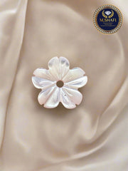 White Mother Of Pearl Star Shape Flower - One Side Carved - For Gold & Silver Jewelry Making