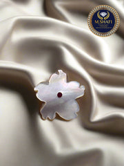 Natural Black Mother of Pearl Flower – One Side Carved for Gold & Silver Jewelry Making