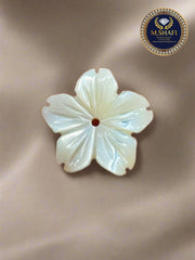 White Mother Of Pearl Star Shape Flower - One Side Carved - For Gold & Silver Jewelry Making