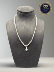 Shell Pearl Beaded Necklace with White Crystal Heart – Stylish Women’s Necklace