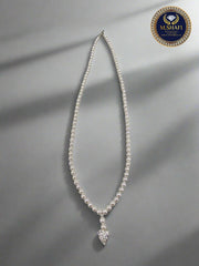 Shell Pearl Beaded Necklace with White Crystal Heart – Stylish Women’s Necklace