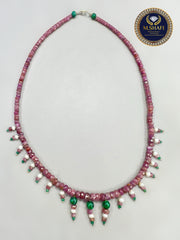 “Natural Ruby and Pearl Necklace – Handmade Elegant Jewelry for Women”