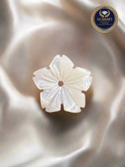 White Mother Of Pearl Star Shape Flower - One Side Carved - For Gold & Silver Jewelry Making