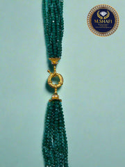 Green Crystal Necklace – 9 Line Multi-Strand Beaded Jewelry for Women | Party & Bridal Wear