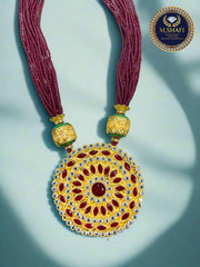 Red Beads 15-Line Necklace – Statement Multi-Strand Jewelry for Women