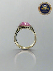 Natural Ruby Men’s Ring – Polished Silver with Engraving