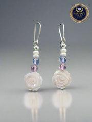 Luxury Freshwater Pearl Necklace and Mother of Pearl Flower Pendant Earrings Set