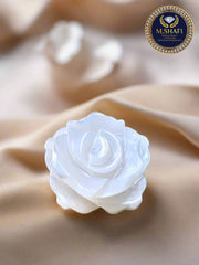 Mother Of Pearl Rose Shape Flower Carved - One Side - For Gold & Silver Jewelry