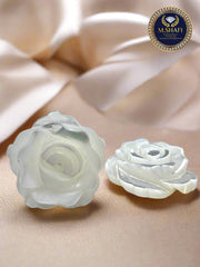Mother Of Pearl Rose Shape Flower Carved - One Side - For Gold & Silver Jewelry