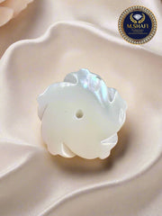 Mother Of Pearl Rose Shape Flower Carved - One Side - For Gold & Silver Jewelry