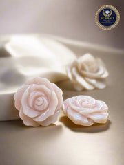 Pink Mother Of Pearl Flower Carved - Two Side Carved - Gold & Silver Jewelry