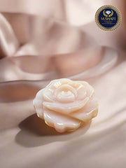 Pink Mother Of Pearl Flower Carved - Two Side Carved - Gold & Silver Jewelry