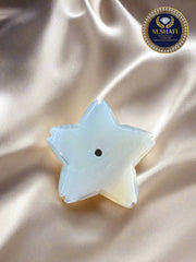 White Mother Of Pearl Star Shape Flower - One Side Carved - For Gold & Silver Jewelry Making