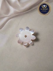 White Mother of Pearl Sunflower Shape – One Side Carved for Gold & Silver Jewelry Making