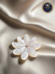 White Mother of Pearl Sunflower Shape – One Side Carved for Gold & Silver Jewelry Making