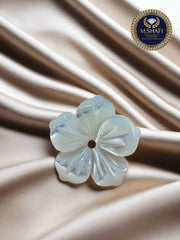 White Mother of Pearl 5-Leaf Flower Shape – One Side Carved for Jewelry Making
