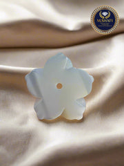 White Mother of Pearl 5-Leaf Flower Shape – One Side Carved for Jewelry Making