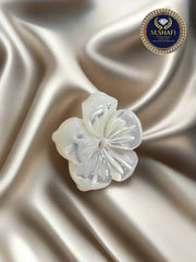 White Mother of Pearl 5-Leaf Flower Shape – One Side Carved for Jewelry Making