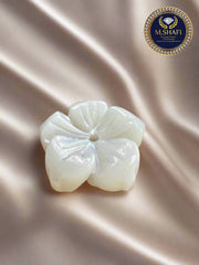 White Mother of Pearl 5-Leaf Flower Shape – One Side Carved for Jewelry Making