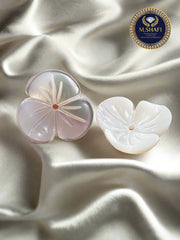 White Mother of Pearl Three-Leaf Curved Shape – Carved for Gold & Silver Jewelry Making