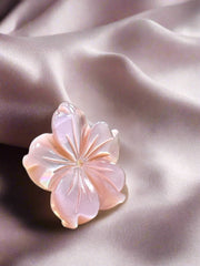 Pink Mother of Pearl Flower – One Side Carved for Gold & Silver Jewelry Making