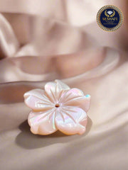 Pink Mother of Pearl Flower – One Side Carved for Gold & Silver Jewelry Making