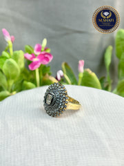 Natural Diamond Polki Silver Ring – New Antique Inspired Design | 925 Sterling Silver Jewelry