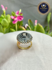 Natural Diamond Polki Silver Ring – New Antique Inspired Design | 925 Sterling Silver Jewelry