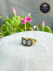 Luxury Polki Diamond Ring – 925 Silver | Three Diamond Classic Design