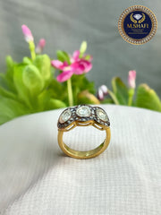 Luxury Polki Diamond Ring – 925 Silver | Three Diamond Classic Design