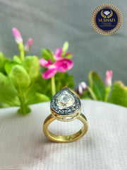 Diamond Polki Pear Shape Silver Ring – New Design 925 Sterling Jewelry
