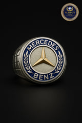 Platinum-Polish Mercedes Silver Ring – Refined Power on Your Hand
