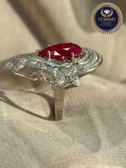 Masterpiece Luxury Ruby Diamond Silver Ring – Modern Design Fit for a Queen