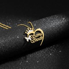 Personalized Heart Frame Couple Name Pendant – Pure 925 Silver / Gold Plated