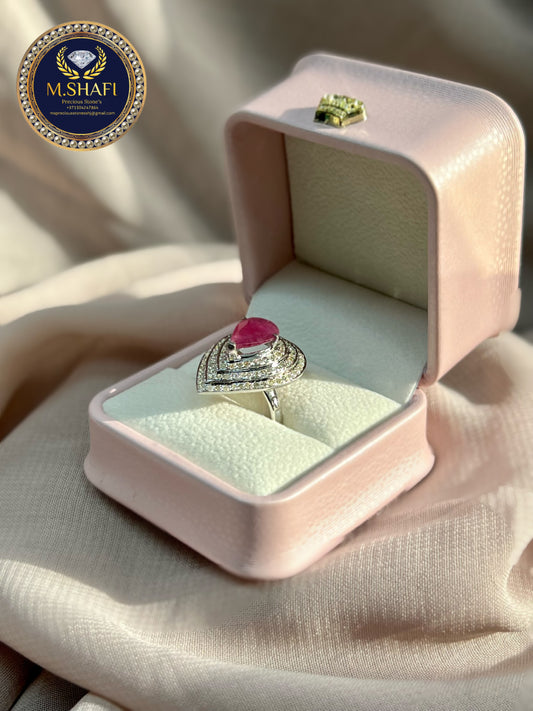 Luxury Ruby Diamond Ring – Pear Shape Modern Design Jewelry for Women