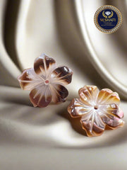 Black and White Mother of Pearl Flower – One Side Carved for Gold & Silver Jewelry